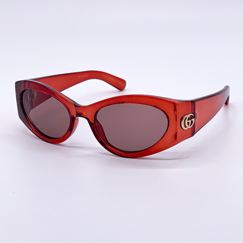 GUCCI RED WOMEN OVAL SUNGLASSES GG1401S 003 NEW ✨